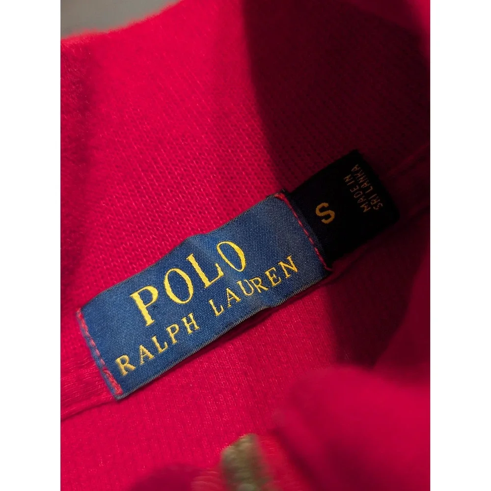 Polo Ralph Lauren Mens Small Red 1/4 Zip‎ Pullover Cotton Sweater Pony Logo